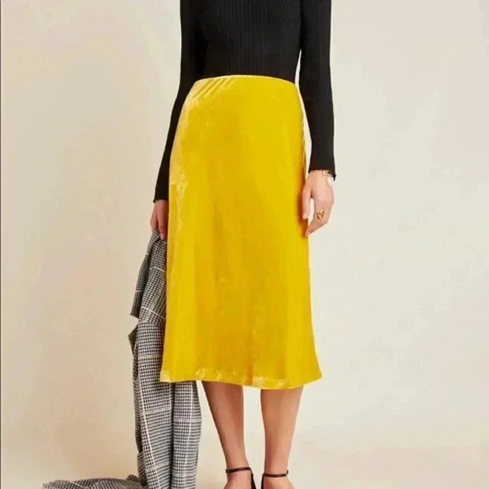 Anthropologie Maeve Kelly Velvet Skirt